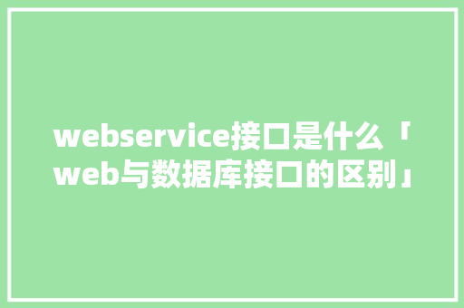 webservice接口是什么「web与数据库接口的区别」 WordPress教程