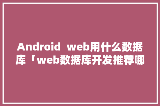Android  web用什么数据库「web数据库开发推荐哪个软件」