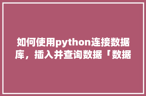 如何使用python连接数据库，插入并查询数据「数据访问处理web连接数据库的方法」