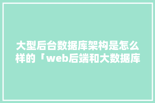大型后台数据库架构是怎么样的「web后端和大数据库的区别」 建站教程