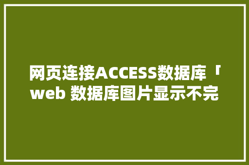 网页连接ACCESS数据库「web 数据库图片显示不完整」
