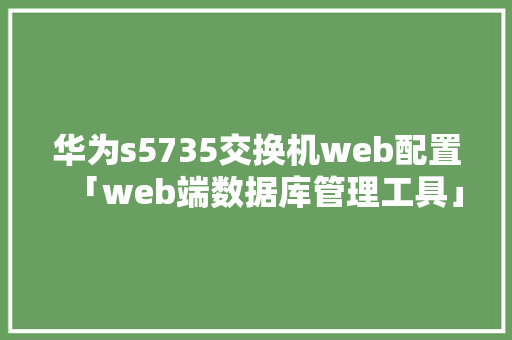 华为s5735交换机web配置「web端数据库管理工具」 WordPress教程