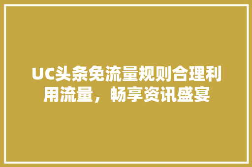 UC头条免流量规则合理利用流量，畅享资讯盛宴 WordPress教程