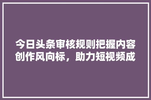 今日头条审核规则把握内容创作风向标，助力短视频成功