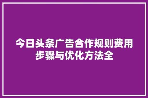 今日头条广告合作规则费用步骤与优化方法全 WordPress教程