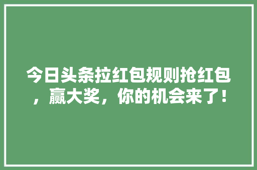 今日头条拉红包规则抢红包，赢大奖，你的机会来了！