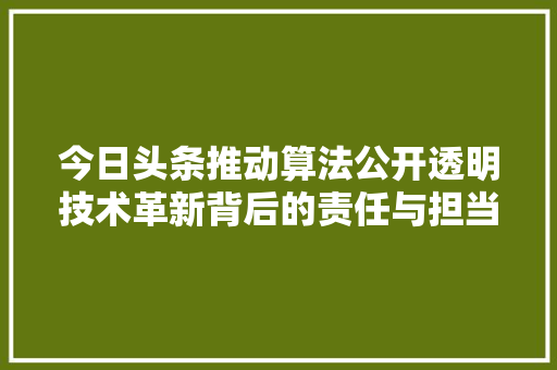 今日头条推动算法公开透明技术革新背后的责任与担当 SEO教程