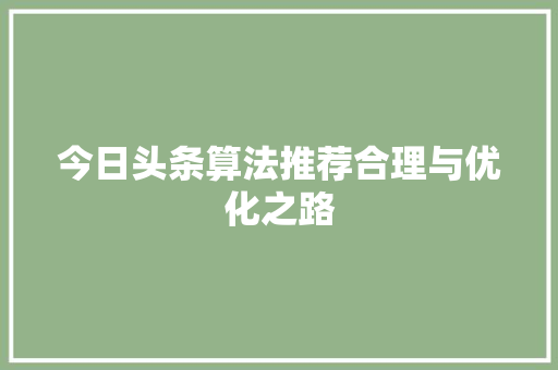 今日头条算法推荐合理与优化之路 SEO教程