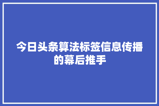 今日头条算法标签信息传播的幕后推手 服务器/数据库