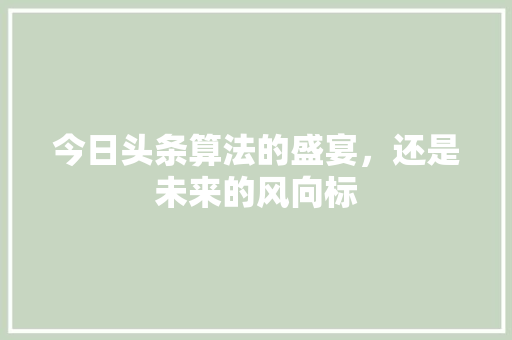 今日头条算法的盛宴，还是未来的风向标 WordPress教程