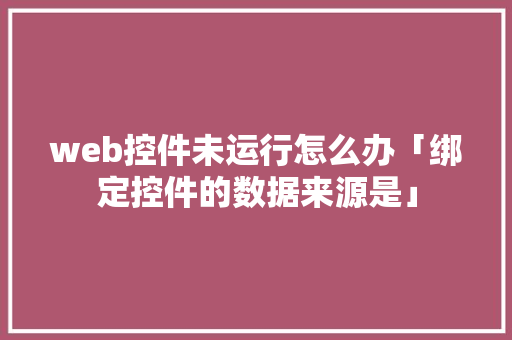web控件未运行怎么办「绑定控件的数据来源是」 WordPress教程
