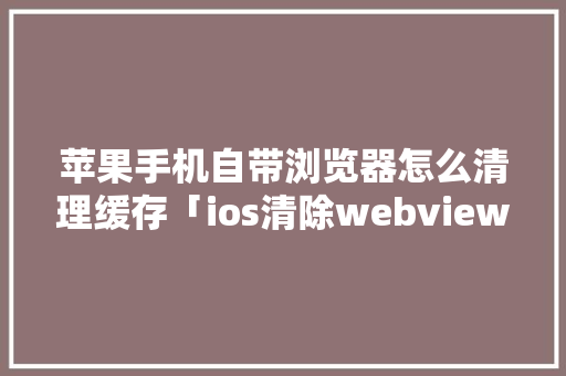 苹果手机自带浏览器怎么清理缓存「ios清除webview缓存」 Web前端
