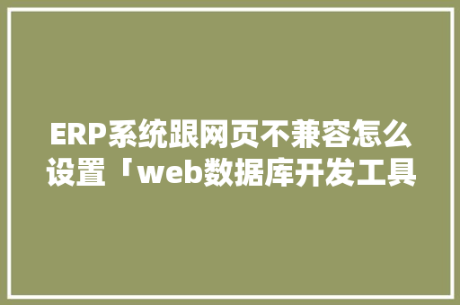 ERP系统跟网页不兼容怎么设置「web数据库开发工具」 建站教程