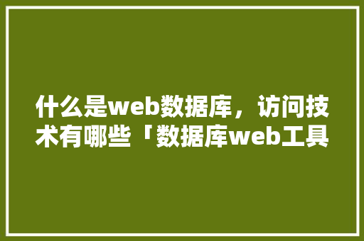 什么是web数据库，访问技术有哪些「数据库web工具」 友链在线
