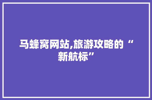 马蜂窝网站,旅游攻略的“新航标”