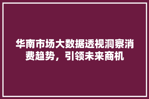 华南市场大数据透视洞察消费趋势，引领未来商机 友链在线