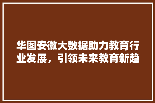 华图安徽大数据助力教育行业发展，引领未来教育新趋势