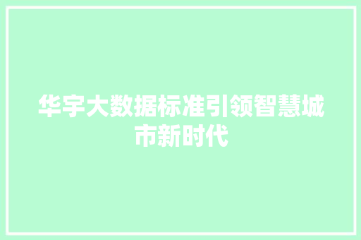 华宇大数据标准引领智慧城市新时代 Web前端