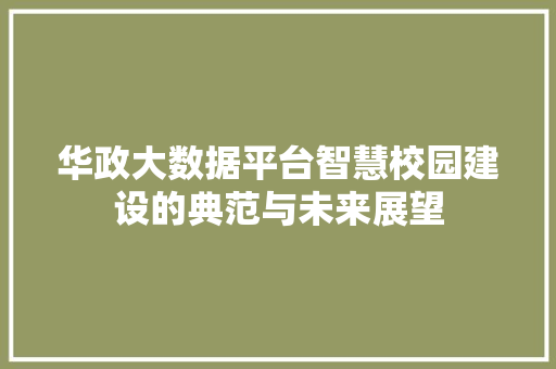 华政大数据平台智慧校园建设的典范与未来展望