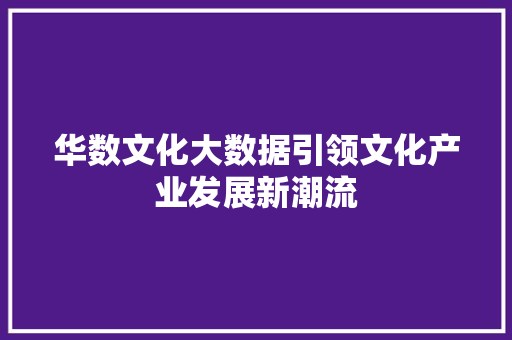 华数文化大数据引领文化产业发展新潮流