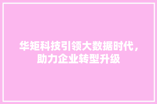 华矩科技引领大数据时代，助力企业转型升级