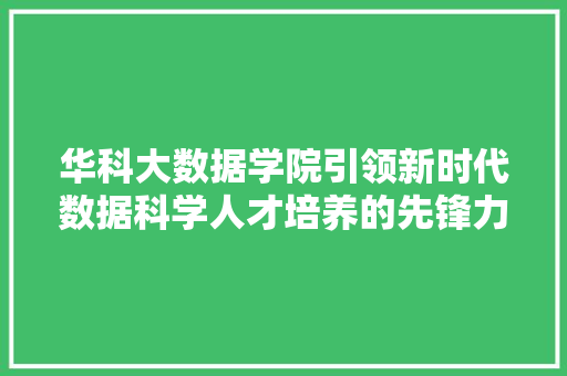 华科大数据学院引领新时代数据科学人才培养的先锋力量 建站教程