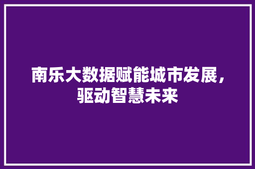 南乐大数据赋能城市发展，驱动智慧未来 SEO教程