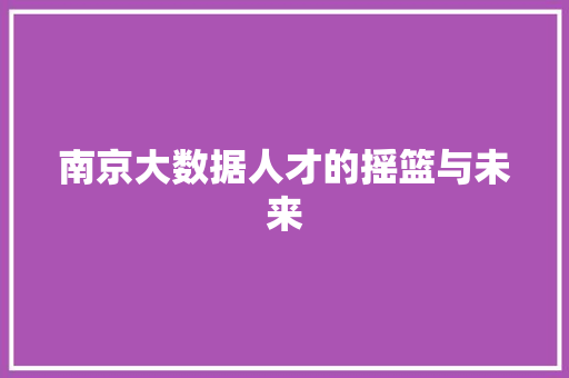 南京大数据人才的摇篮与未来