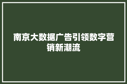 南京大数据广告引领数字营销新潮流