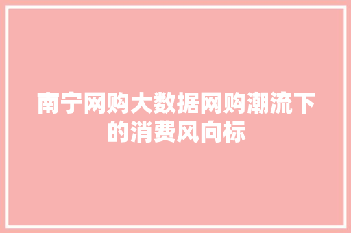 南宁网购大数据网购潮流下的消费风向标