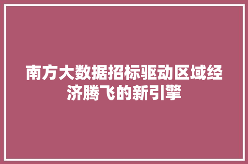 南方大数据招标驱动区域经济腾飞的新引擎