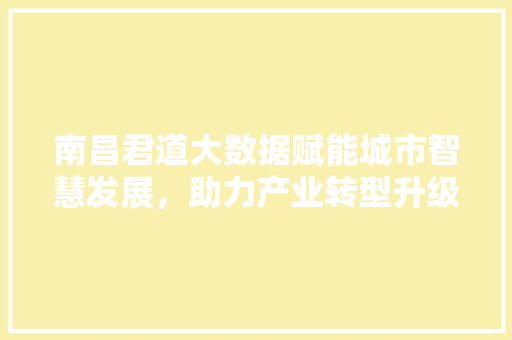 南昌君道大数据赋能城市智慧发展，助力产业转型升级