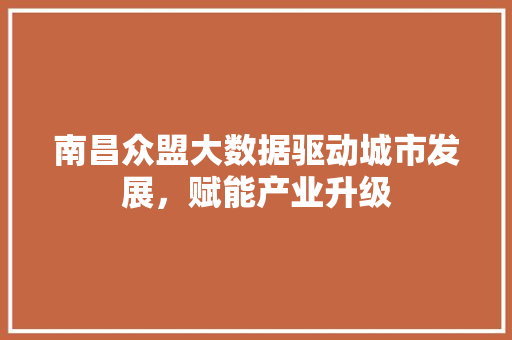 南昌众盟大数据驱动城市发展，赋能产业升级 建站教程