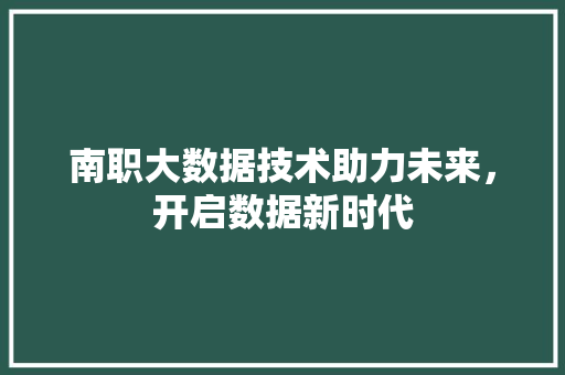 南职大数据技术助力未来，开启数据新时代 建站教程