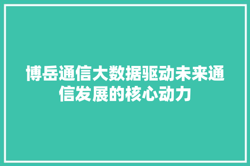 博岳通信大数据驱动未来通信发展的核心动力