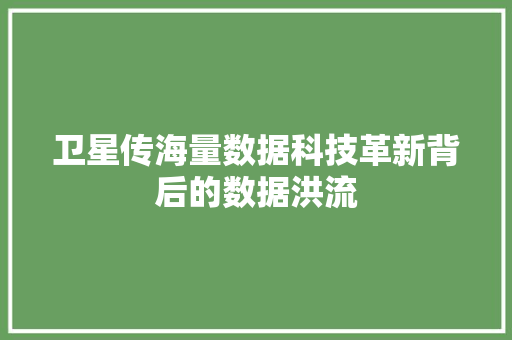 卫星传海量数据科技革新背后的数据洪流