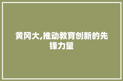 黄冈大,推动教育创新的先锋力量 黄冈大,推动教育创新的先锋力量 友链在线