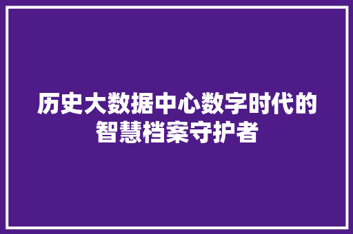 历史大数据中心数字时代的智慧档案守护者