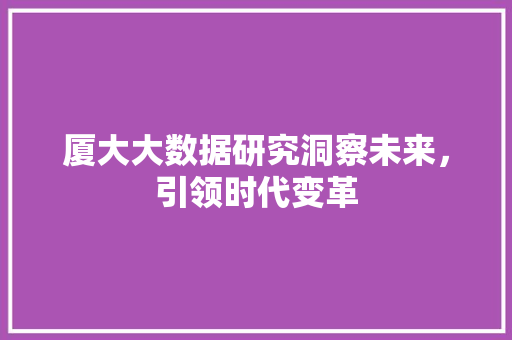 厦大大数据研究洞察未来，引领时代变革 SEO教程