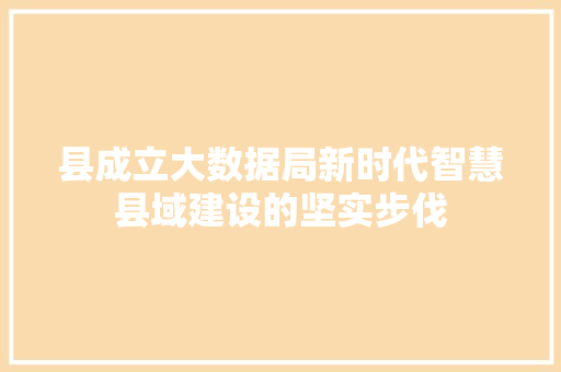 县成立大数据局新时代智慧县域建设的坚实步伐 建站教程