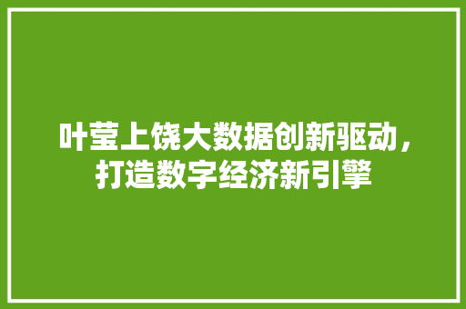 叶莹上饶大数据创新驱动，打造数字经济新引擎