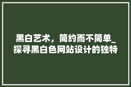 黑白艺术，简约而不简单_探寻黑白色网站设计的独特魅力 黑白艺术，简约而不简单_探寻黑白色网站设计的独特魅力 服务器/数据库