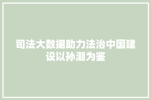 司法大数据助力法治中国建设以孙潮为鉴