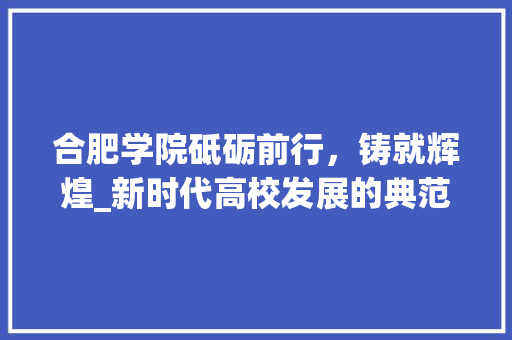 合肥学院砥砺前行，铸就辉煌_新时代高校发展的典范 服务器/数据库