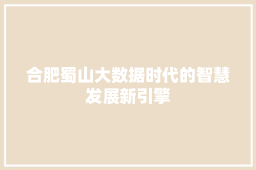 合肥蜀山大数据时代的智慧发展新引擎