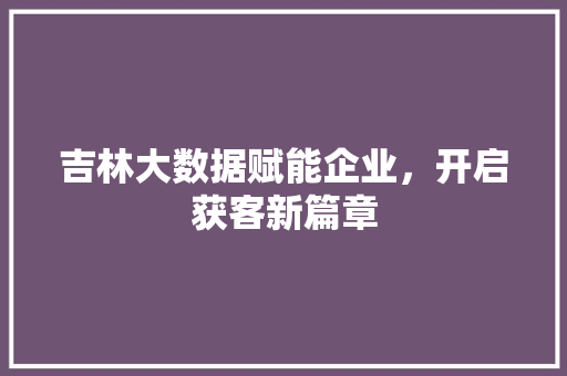 吉林大数据赋能企业，开启获客新篇章