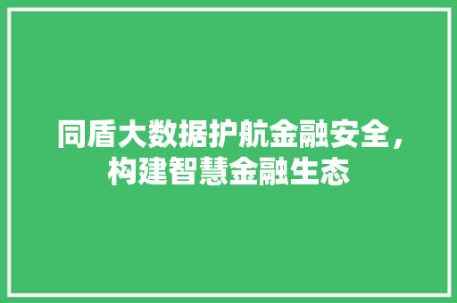 同盾大数据护航金融安全，构建智慧金融生态