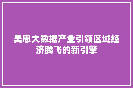 吴忠大数据产业引领区域经济腾飞的新引擎 服务器/数据库