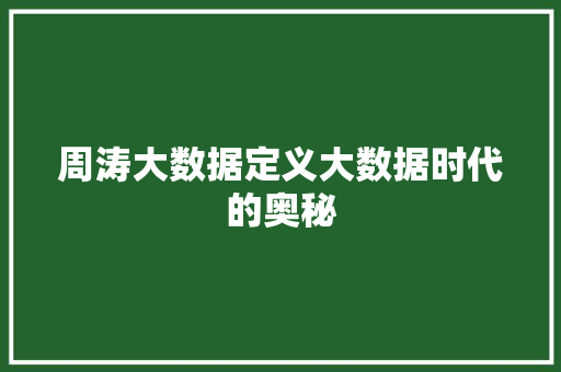 周涛大数据定义大数据时代的奥秘 建站教程