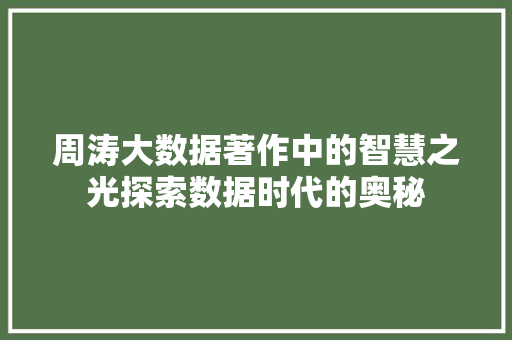 周涛大数据著作中的智慧之光探索数据时代的奥秘
